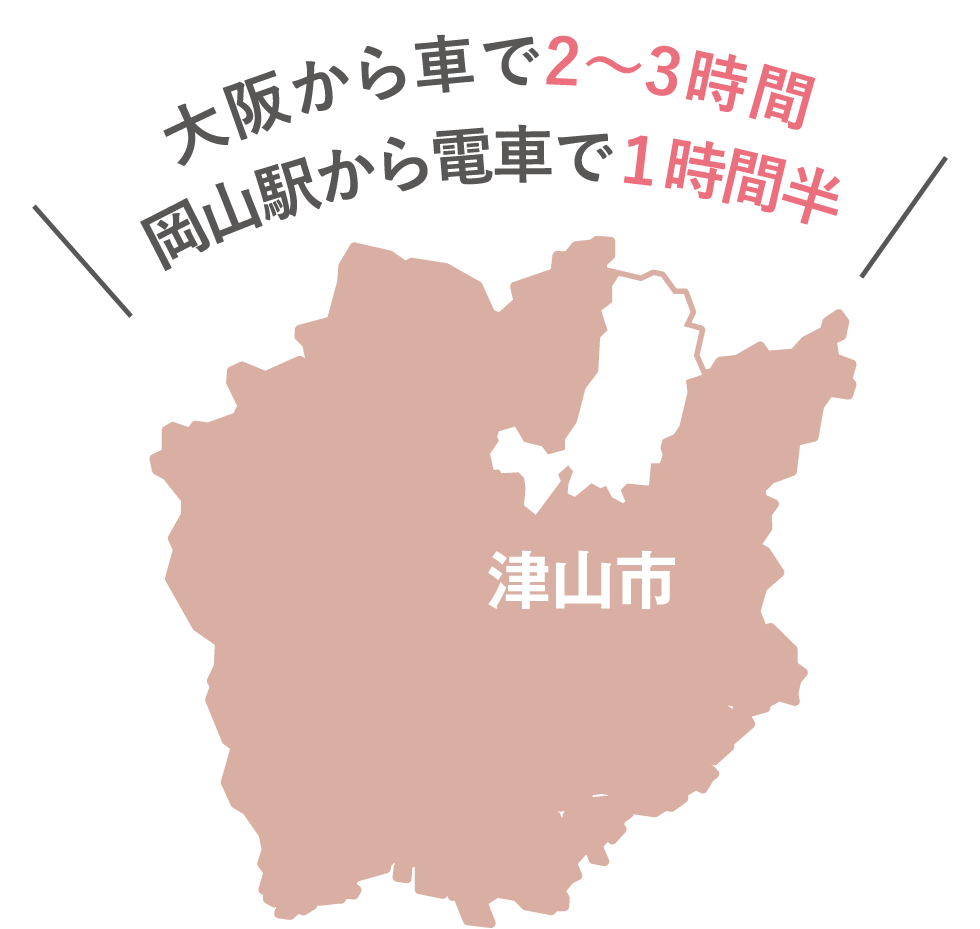 津山の地図の形のイラスト